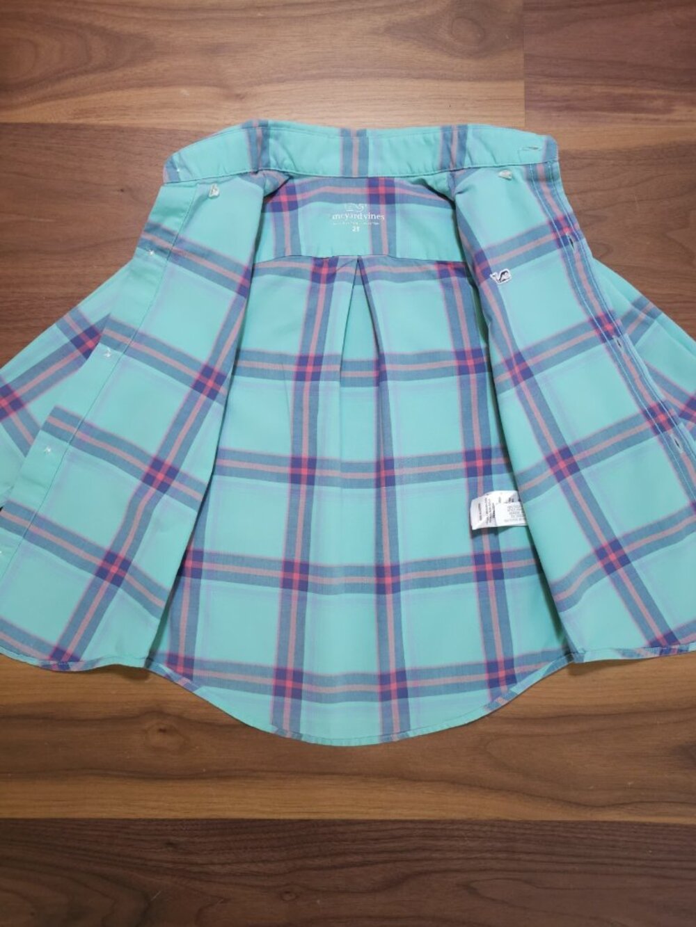 Vineyard Vines Boys 2T Whale Shirt Plaid Button Down Mint - Picture 6 of 9
